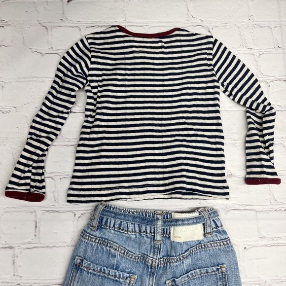 Zara 12-18 month Girls Pointelle Knit Long Sleeve Top + NWT Retro Jeans Bundle - Picture 4 of 10